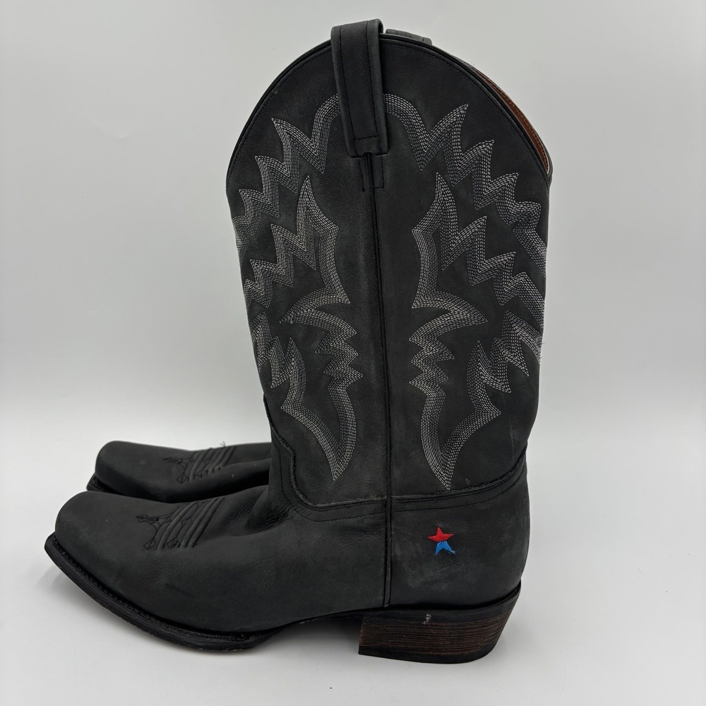 Redneck Riviera Charcoal Gray Cowboy Boots Leather Stars Western Wear Size 11.5